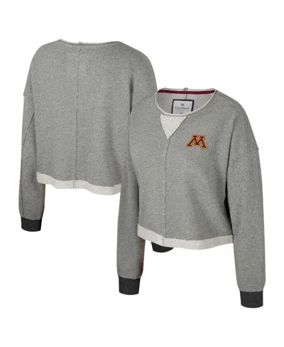 Colosseum Women's Charcoal Minnesota Golden Gophers Magnum Scoop Neck Cropped Pullover Sweatshirt In Gray