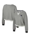 Colosseum Women's Charcoal West Virginia Mountaineers Magnum Scoop Neck Cropped Pullover Sweatshirt In Gray