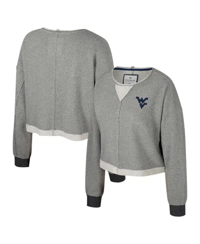 Colosseum Women's Charcoal West Virginia Mountaineers Magnum Scoop Neck Cropped Pullover Sweatshirt In Gray