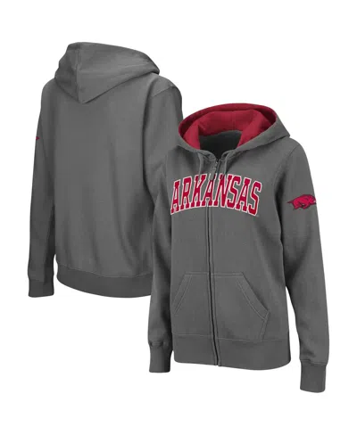 Colosseum Charcoal Arkansas Razorbacks Arched Name Full-zip Hoodie