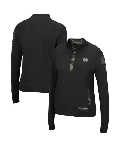 Colosseum Women's  Black Notre Dame Fighting Irish Oht Military-inspired Appreciation Depth Raglan Qu
