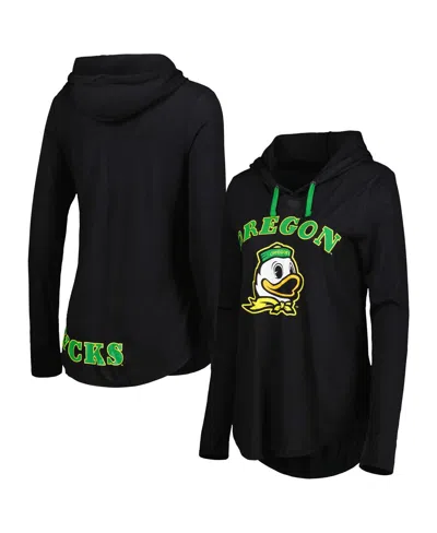 Colosseum Women's  Black Oregon Ducks My Lover Lightweight Hooded Long Sleeve T-shirt