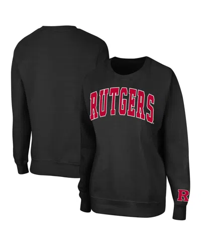 Colosseum Women's  Black Rutgers Scarlet Knights Campanile Pullover Sweatshirt