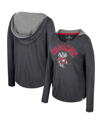 Colosseum Women's Alabama Tide Distressed Heather Long Sleeve Hoodie T-shirt In Black