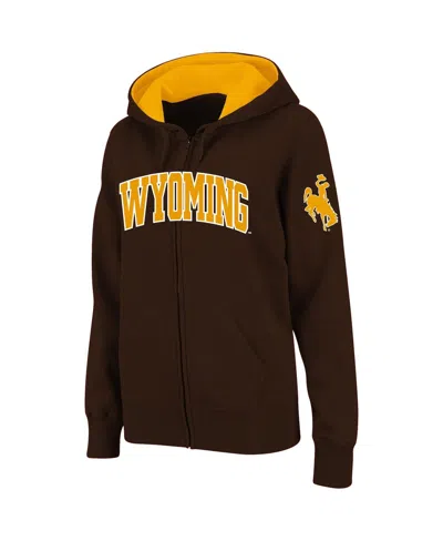 Colosseum Stadium Athletic Brown Wyoming Cowboys Arched Name Full-zip Hoodie