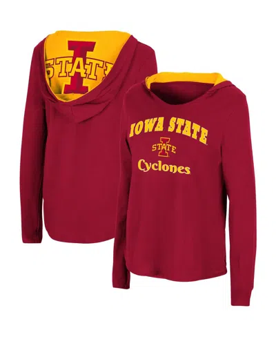 Colosseum Women's  Cardinal Iowa State Cyclones Catalina Hoodie Long Sleeve T-shirt