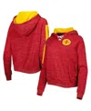 Colosseum Cardinal Iowa State Cyclones The Devil Speckle Lace-placket Raglan Pullover Hoodie In Cardinal
