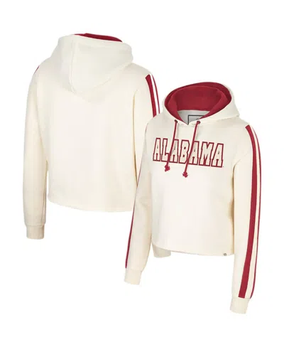 Colosseum Women's  Cream Alabama Crimson Tide Perfect Date Cropped Pullover Hoodie