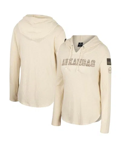 Colosseum Women's  Cream Arkansas Razorbacks Oht Military-inspired Appreciation Casey Raglan Long Sle