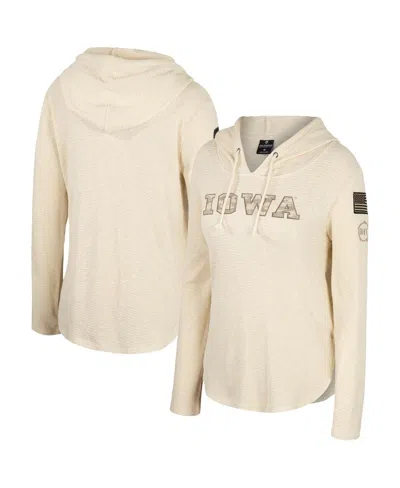 Colosseum Women's  Cream Iowa Hawkeyes Oht Military-inspired Appreciation Casey Raglan Long Sleeve Ho
