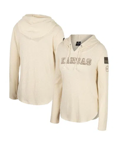 Colosseum Women's  Cream Kansas Jayhawks Oht Military-inspired Appreciation Casey Raglan Long Sleeve