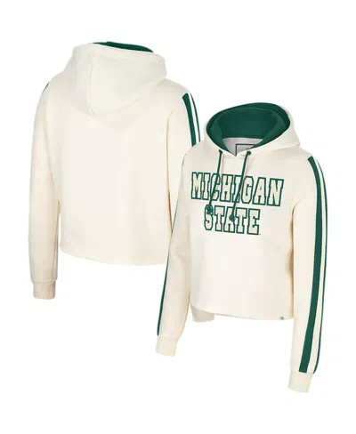 Colosseum Cream Michigan State Spartans Perfect Date Cropped Pullover Hoodie