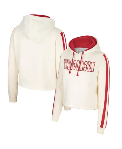 COLOSSEUM WOMEN'S COLOSSEUM CREAM WISCONSIN BADGERS PERFECT DATE CROPPED PULLOVER HOODIE