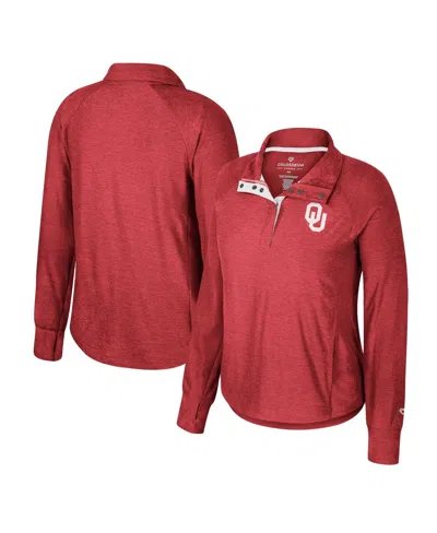 Colosseum Women's  Crimson Oklahoma Sooners Cressida Raglan Half-snap Top