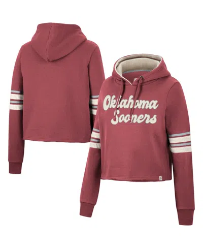 COLOSSEUM WOMEN'S COLOSSEUM CRIMSON OKLAHOMA SOONERS RETRO CROPPED PULLOVER HOODIE