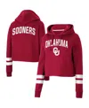 Colosseum Women's  Crimson Oklahoma Sooners Throwback Stripe Cropped Pullover Hoodie In Crimson
