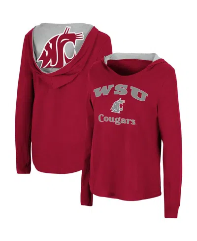 Colosseum Women's  Crimson Washington State Cougars Catalina Hoodie Long Sleeve T-shirt