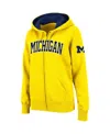 Colosseum Stadium Athletic Gold Michigan Wolverines Arched Name Full-zip Hoodie In Gold