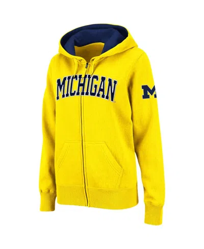 Colosseum Stadium Athletic Gold Michigan Wolverines Arched Name Full-zip Hoodie In Maize