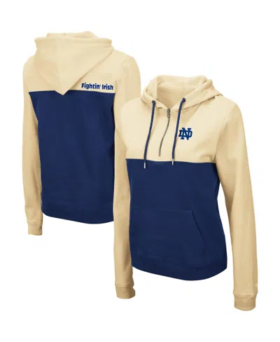 Colosseum Women's  Gold, Navy Notre Dame Fighting Irish Aidan Lightweight Quarter-zip Hoodie In Gold,navy