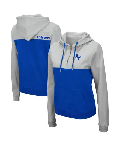 Colosseum Women's  Gray And Royal Air Force Falcons Aidan Half-zip Hoodie In Gray,royal