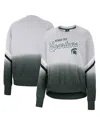 Colosseum Women's  Gray Michigan State Spartans Cue Cards Dip-dye Raglan Pullover Sweatshirt In Gray