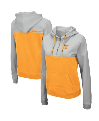 Colosseum Women's  Gray, Tennessee Orange Tennessee Volunteers Aidan Lightweight Quarter-zip Hoodie In Gray,tennessee Orange