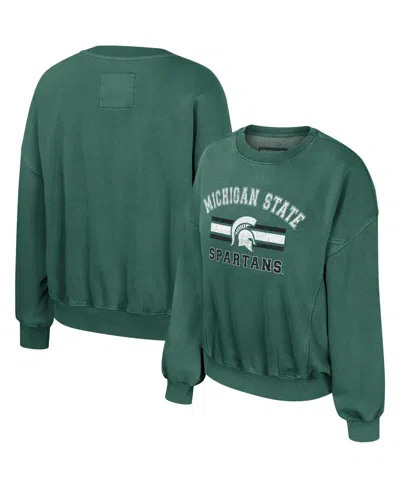 Colosseum Women's  Green Michigan State Spartans Audrey Washed Pullover Sweatshirt