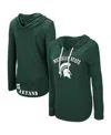 Colosseum Women's  Green Michigan State Spartans My Lover Lightweight Hooded Long Sleeve T-shirt In Green