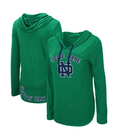 Colosseum Women's  Heather Green Notre Dame Fighting Irish Bernadette Lightweight Hooded Long Sleeve