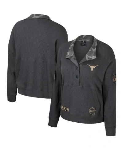 Colosseum Women's  Heather Charcoal Texas Longhorns Oht Military-inspired Appreciation Payback Henley