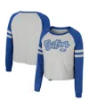 Colosseum Women's  Heather Gray Florida Gators I'm Gliding Here Raglan Long Sleeve Cropped T-shirt In Heather Gray