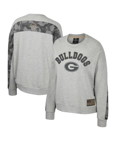 Colosseum Women's  Heather Gray Georgia Bulldogs Oht Military-inspired Appreciation Flag Rank Dolman