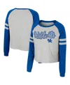 Colosseum Women's  Heather Gray Kentucky Wildcats I'm Gliding Here Raglan Long Sleeve Cropped T-shirt In Heather Gray