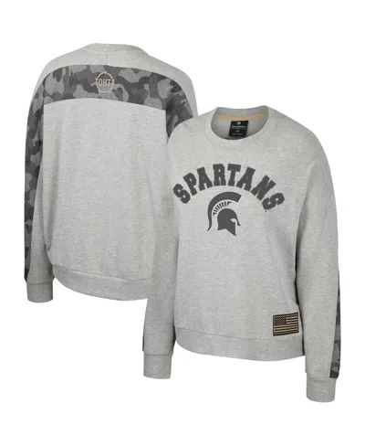 Colosseum Women's  Heather Gray Michigan State Spartans Oht Military-inspried Appreciation Flag Rank