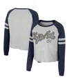 Colosseum Women's  Heather Gray Notre Dame Fighting Irish I'm Gliding Here Raglan Long Sleeve Cropped In Heather Gray