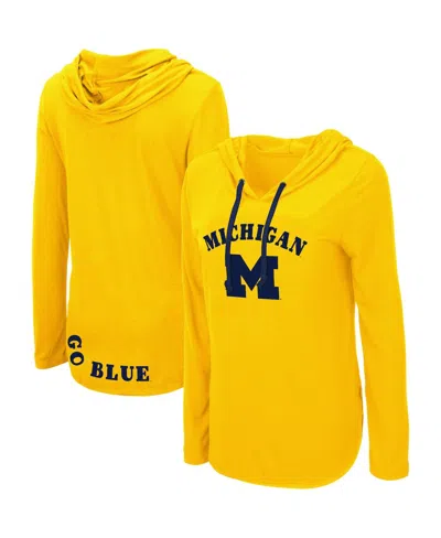Colosseum Women's  Maize Michigan Wolverines My Lover Lightweight Hooded Long Sleeve T-shirt