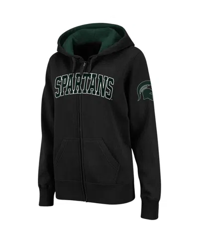 Colosseum Women's  Michigan State Spartans Arched Name Full-zip Hoodie In Black