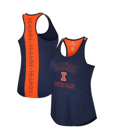 Colosseum Women's  Navy Illinois Fighting Illini 10 Days Racerback Scoop Neck Tank Top