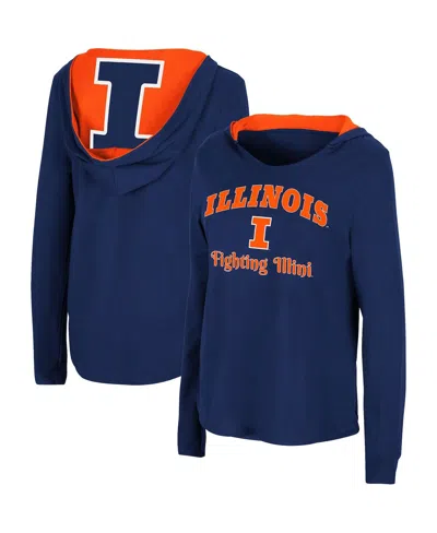 Colosseum Women's  Navy Illinois Fighting Illini Catalina Hoodie Long Sleeve T-shirt