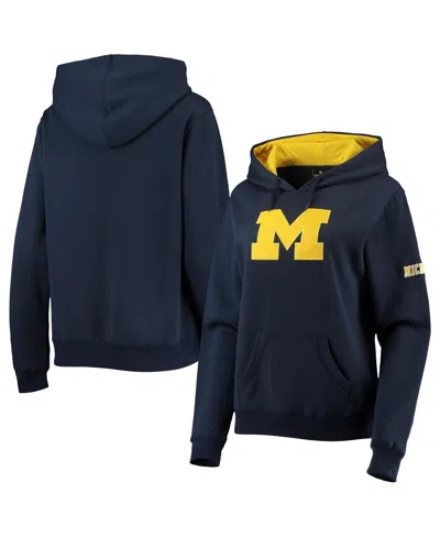 COLOSSEUM WOMEN'S COLOSSEUM NAVY MICHIGAN WOLVERINES BIG LOGO TEAM PULLOVER HOODIE
