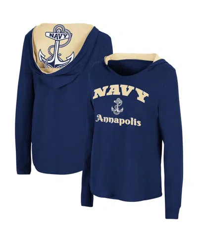 Colosseum Women's  Navy Navy Midshipmen Catalina Hoodie Long Sleeve T-shirt