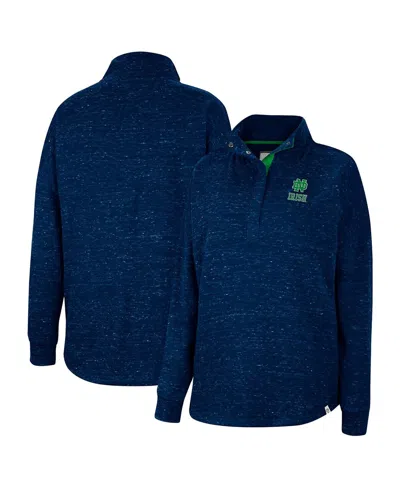 Colosseum Women's  Navy Notre Dame Fighting Irish Natalie Speckled Quarter-snap Top