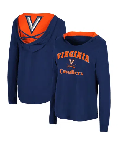 Colosseum Women's  Navy Virginia Cavaliers Catalina Hoodie Long Sleeve T-shirt