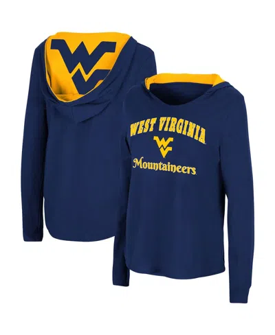 Colosseum Navy West Virginia Mountaineers Catalina Hoodie Long Sleeve T-shirt