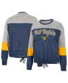 Colosseum Women's  Navy West Virginia Mountaineers Joanna Tie Front Long Sleeve T-shirt In Navy