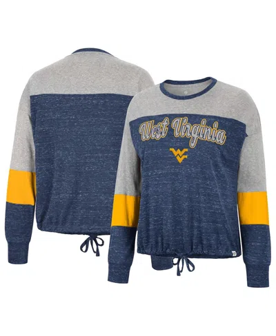 Colosseum Women's  Navy West Virginia Mountaineers Joanna Tie Front Long Sleeve T-shirt