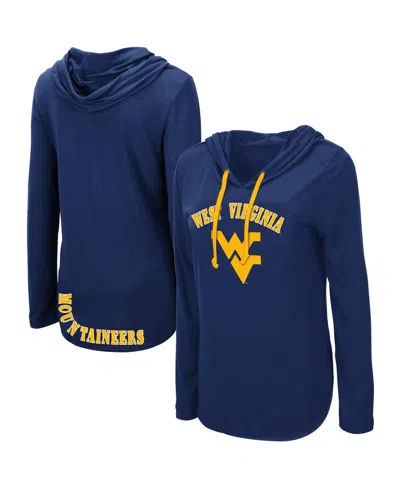 Colosseum Women's  Navy West Virginia Mountaineers My Lover Lightweight Hooded Long Sleeve T-shirt