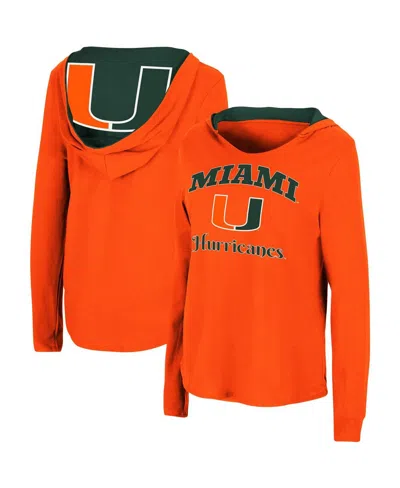 Colosseum Women's  Orange Miami Hurricanes Catalina Hoodie Long Sleeve T-shirt