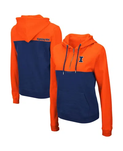 Colosseum Women's  Orange, Navy Illinois Fighting Illini Aidan Lightweight Quarter-zip Hoodie In Orange,navy